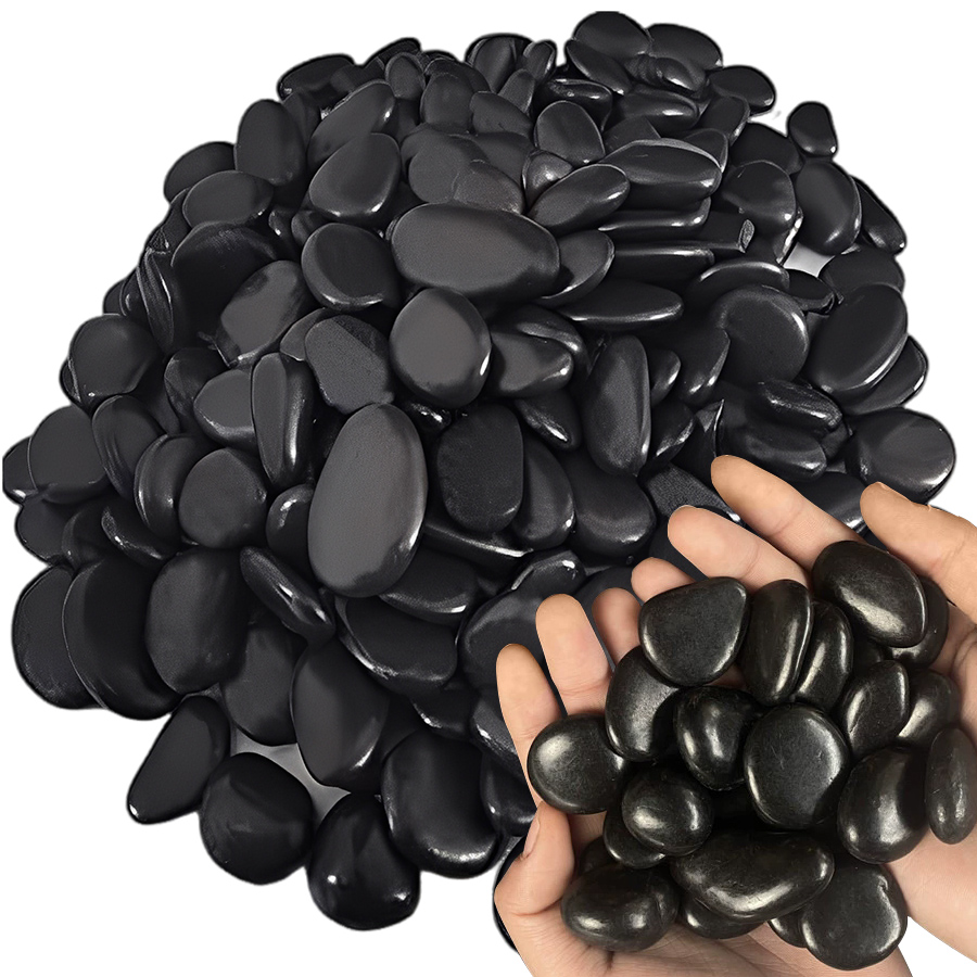 Aquarium Fish House - 200g Black High Polished Natural Pebbles