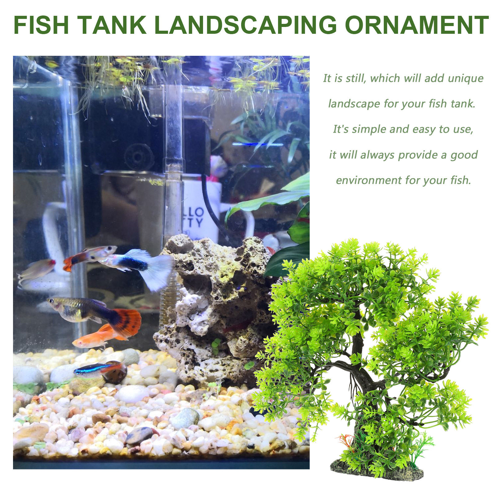 Green Artificial Aquarium Tree – Aquarium Fish Hiding Spot recenzja i cena